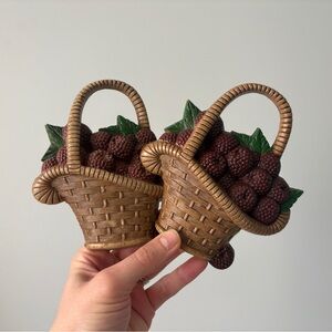 Vtg Basket of Berries Hanging Wall Decor Burwood Prod 1985 Plastic Cottagecore
